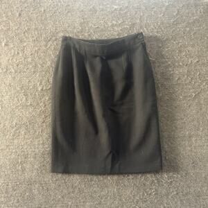 Vintage Barclay 100% Virgin Wool Pleated Pencil Skirt Black Size 6 Fully Lined